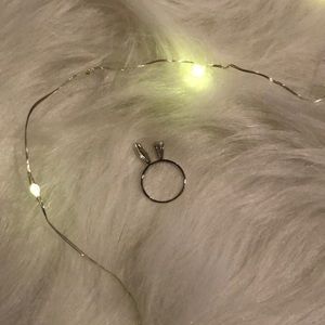 Silver bunny midi ring